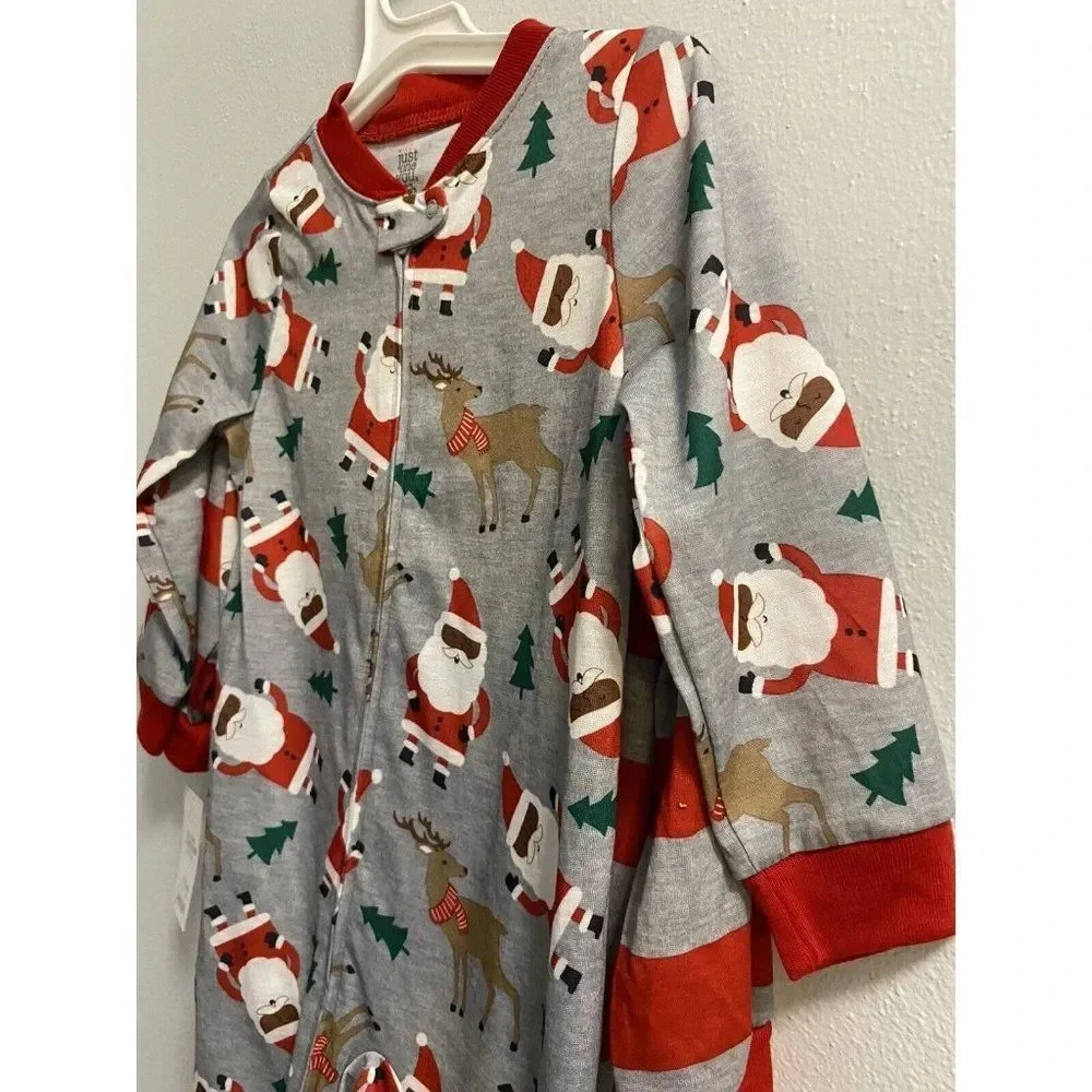 Toddler Boys' 2pk African American Santa Footed Pajama -carter's Red/Gray 2T